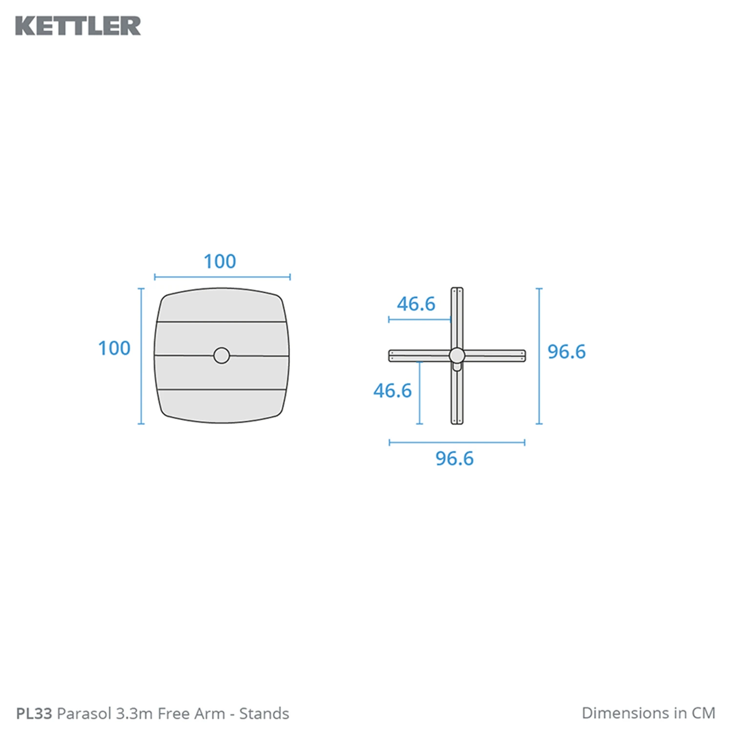 Kettler 3.3m Free Arm Grey Frame / Grey Taupe Canopy Parasol (with LED Lights And Wireless Speaker) 6 Kettler 3.3m Free Arm Grey Frame / Grey Taupe Canopy Parasol (with LED Lights And Wireless Speaker) - Image 4