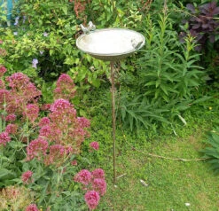 Verdigris Metal Bird Table/Bath With Ornamental Bird Sculptures 8 Verdigris Metal Bird Table/Bath With Ornamental Bird Sculptures -Growhaus Zone l PF06 2