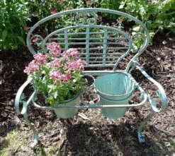 Verdigris Metal Garden Bench Pot Planter Holder -Growhaus Zone l PL18 2