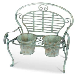 Verdigris Metal Garden Bench Pot Planter Holder -Growhaus Zone l PL18 Main