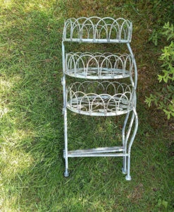 Three Tiered Metal Folding Pot Planter Holder - White And Bronze -Growhaus Zone l PL41 4