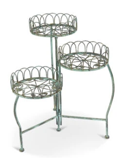 Three Tiered Metal Folding Pot Planter Holder - White And Bronze -Growhaus Zone l PL41 Main