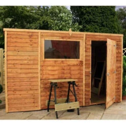 10 X 6 Overlap Single Door Pent Wooden Garden Shed