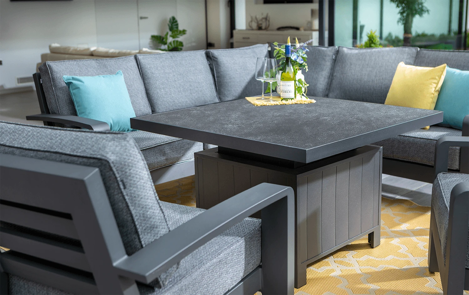 Hartman Aurora Square Corner Sofa Set With Adjustable Table & Lounge Chairs - Matt Xerix/Zenith 4 Hartman Aurora Square Corner Sofa Set With Adjustable Table & Lounge Chairs - Matt Xerix/Zenith - Image 2