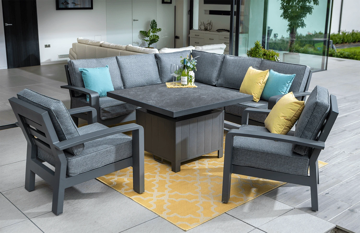Hartman Aurora Square Corner Sofa Set With Adjustable Table & Lounge Chairs - Matt Xerix/Zenith 5 Hartman Aurora Square Corner Sofa Set With Adjustable Table & Lounge Chairs - Matt Xerix/Zenith - Image 3