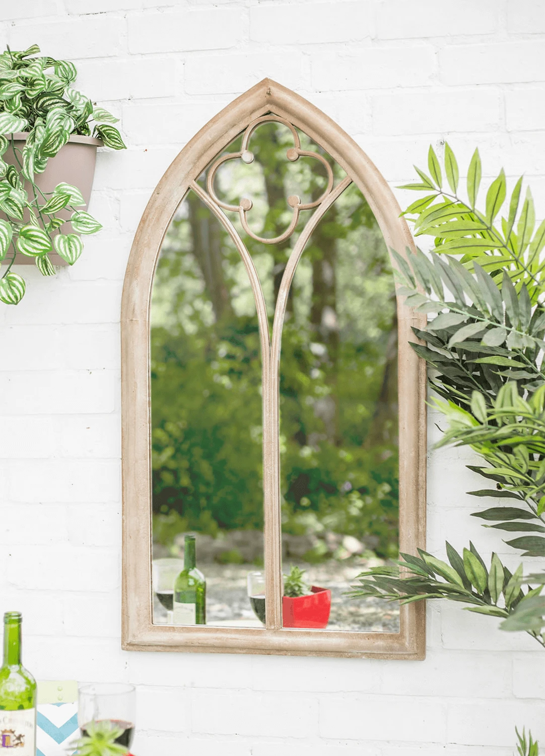 Stone Effect Steel Church Window Wall Mirror 3 Stone Effect Steel Church Window Wall Mirror