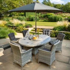 Hartman Heritage Tuscan 6 Seater Elliptical Dining Set In Ash / Slate