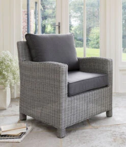 Kettler Palma Weave Armchair - White Wash And Taupe