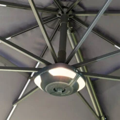 Kettler 3.5m Free Arm Parasol With LEDs And Wireless Speaker In Grey -Growhaus Zone l kettler parasol speaker