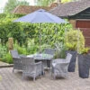 LG Monaco Stone 4 Seat Dining Set With 2.2m Parasol -Growhaus Zone l lg monaco stone 4seat dining set parasol
