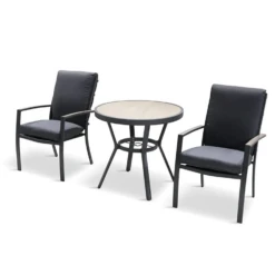 LG Monza Bistro Set With High Back Chairs -Growhaus Zone l mnz set2