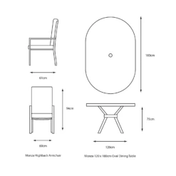 LG Monza 6 Seat Set With Highback Armchairs And 3.0m Parasol 13 LG Monza 6 Seat Set With Highback Armchairs And 3.0m Parasol -Growhaus Zone l monza sET06