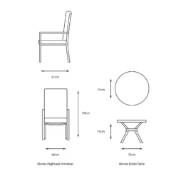 LG Monza Bistro Set With High Back Chairs -Growhaus Zone l monza set2