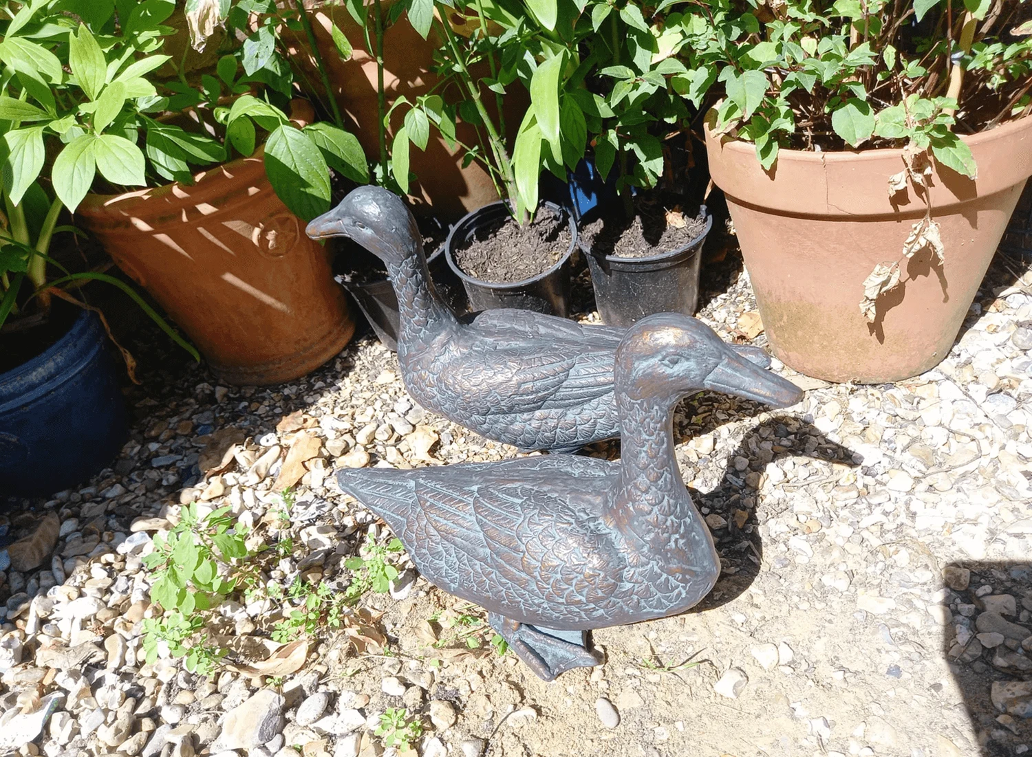 Pair Of Duck Garden Ornaments In Cast Aluminium With Antique Bronze Finish 6 Pair Of Duck Garden Ornaments In Cast Aluminium With Antique Bronze Finish - Image 4
