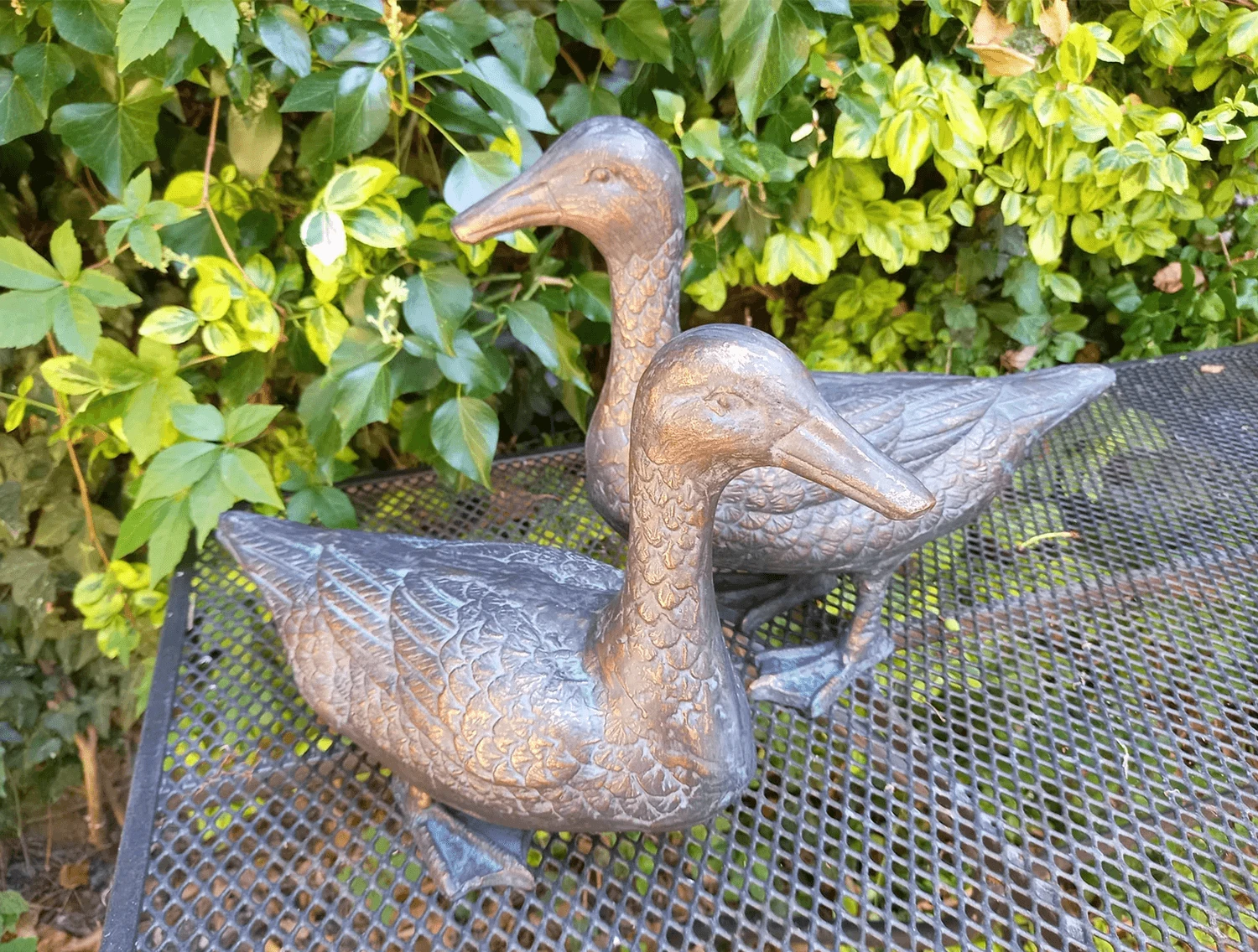 Pair Of Duck Garden Ornaments In Cast Aluminium With Antique Bronze Finish 7 Pair Of Duck Garden Ornaments In Cast Aluminium With Antique Bronze Finish - Image 5