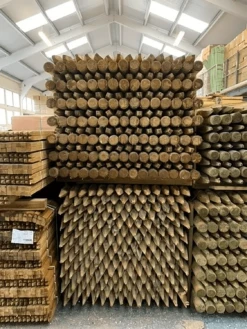 10 X 1.65m (5.5ft) Pressure Treated Machine Round Posts - 75mm Diameter