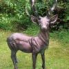 Standing Stag Aluminium Sculpture, Buck, 67cm Tall