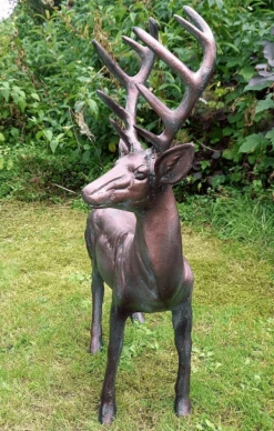 Standing Stag Aluminium Sculpture, Buck, 67cm Tall -Growhaus Zone l stag67cm 2