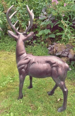 Standing Stag Aluminium Sculpture, Buck, 67cm Tall -Growhaus Zone l stag67cm 3