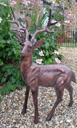 Large Standing Stag Aluminium Ornament - 97cm Tall