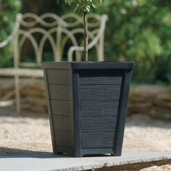 Stewart 31cm Taper Low Planter In Anthracite