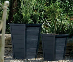 Stewart Tall Taper Planter In Anthracite - 36cm Diameter