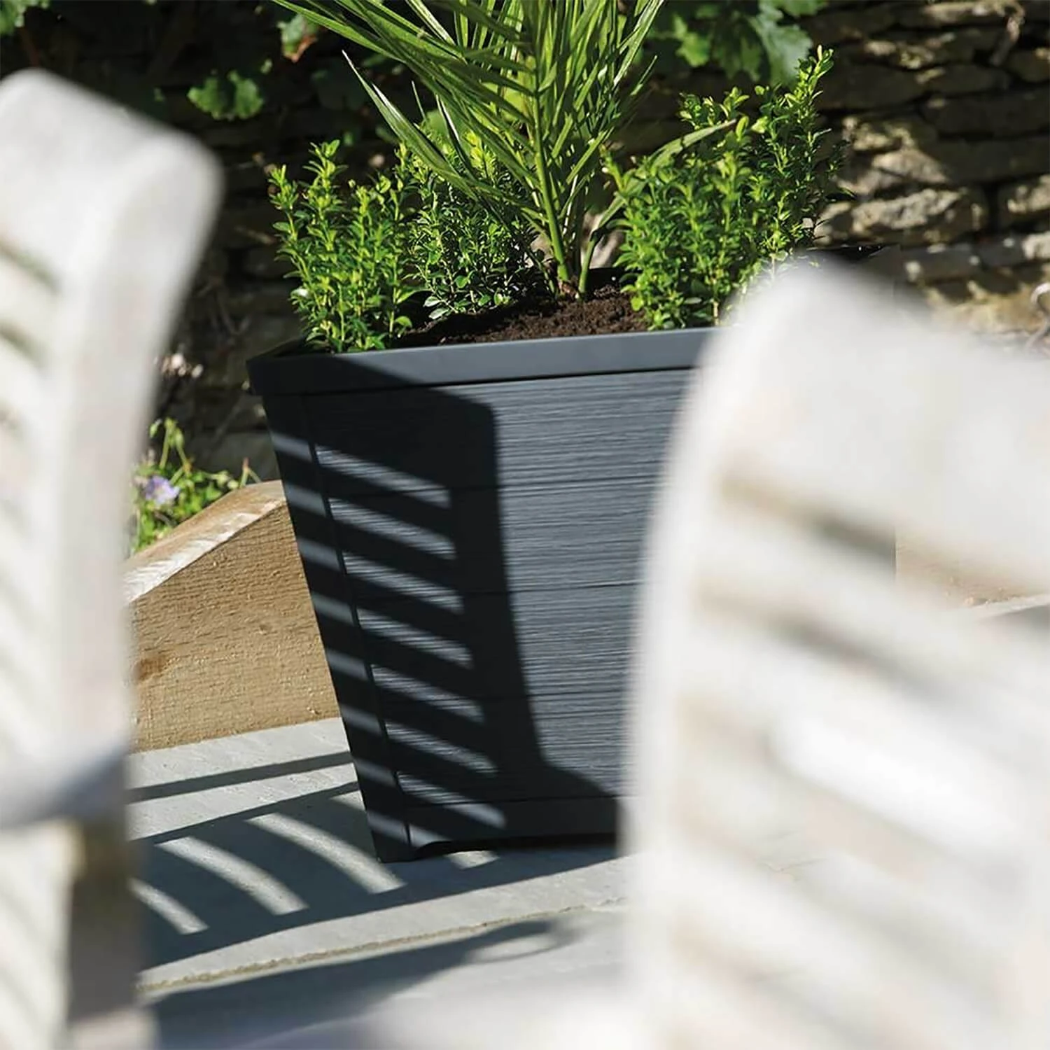 Stewart 40cm Square Taper Planter In Anthracite 4 Stewart 40cm Square Taper Planter In Anthracite - Image 2