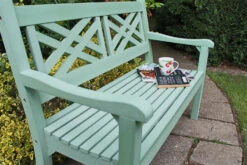 Winawood Speyside 2 Seater Wood Effect Garden Bench In Duck Egg Green -Growhaus Zone l winawood speyside 2seater duck egg green 3