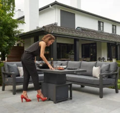 LIFE Timber Aluminium Corner Sofa Set In Lava / Carbon - No Extension -Growhaus Zone life timber lava carbon high table giant