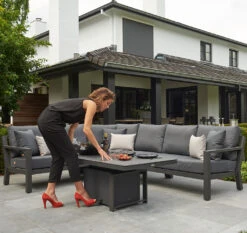 LIFE Timber Aluminium Corner Sofa Set In Lava / Carbon - No Extension -Growhaus Zone life timber lava carbon low table giant
