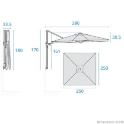 Kettler 2.5m Wall Mounted 2.5m Square Grey Frame / Taupe Canopy 10 Kettler 2.5m Wall Mounted 2.5m Square Grey Frame / Taupe Canopy -Growhaus Zone pf25 dimensions giant