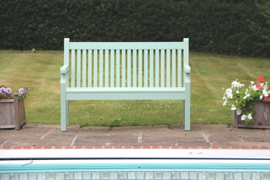 Sandwick Winawood 2 Seater Wood Effect Garden Bench - Duck Egg Green 6 Sandwick Winawood 2 Seater Wood Effect Garden Bench - Duck Egg Green - Image 4