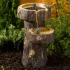 Solar Power Tree Trunk Birdbath -Growhaus Zone tree trunk birdbath giant