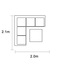 Hartman Vienna Square Corner Sofa Lounge Set With Integrated Lounger In Xerix / Slate -Growhaus Zone vienna square corner footprint giant