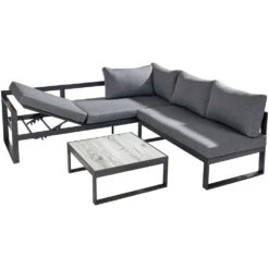 Hartman Vienna Square Corner Sofa Lounge Set With Integrated Lounger In Xerix / Slate -Growhaus Zone vienna square corner studio giant